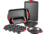 Set Di 6 Teglie Da Forno Acciaio Al Carbonio Con Manici In Silicone - Teglie Da Forno Da Cucina - Set Di Teglie Da Forno Di Alta Qualità - Ideale Per La Pasticceria E L'uso Domestico