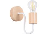 Lampada Da Parete Timbo Bianco 1Xe27 15W Acciaio/Legno 18.5X19X8Cm Sollux Lighting