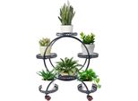 Supporto Per Piante, Design A 4 Livelli, Mobile Con Ruote, Nero