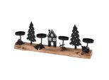 Portacandele Per 4 Tea Light Con Scena Invernale