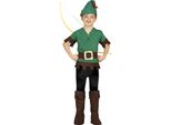 Bandito Arciere Costume Medievale Per Bambini Carnevale Avventura Eroe Coraggioso, Taglia: 98/104 Colore: Verde