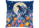 Kit Punto Croce Vervaco Timbrato Cuscino "Ragazza Con La Luna"", 40X40Cm"