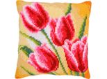 Kit Punto Croce Timbrato Vervaco Cuscino "Tulipani"", 40X40Cm"