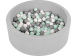 Selonis 90X30Cm/200 Palline ∅ 6Cm Piscina Secca Rotonda Con Palline Certificata Eu, Grigio Chiaro: Bianco/Grigio/Menta