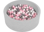 Piscina Per Bambini Selonis Con Palline 90X30Cm/200 Palline Rotonde, Grigio Chiaro: Bianco/Grigio/Rosa Polvere