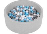 Selonis 90X30Cm/200 Palline ∅ 6Cm Piscina Secca Rotonda Con Palline Certificata Eu, Grigio Chiaro: Bianco/Grigio/Azzurro