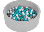 Selonis 90X30Cm/200 Palline ∅ 6Cm Piscina Secca Rotonda Con Palline Certificata Eu, Grigio Chiaro: Grigio/Bianco/Turchese