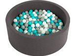 Selonis 90X30Cm/200 Palline ∅ 6Cm Piscina Secca Rotonda Con Palline Certificata Eu, Grigio Scuro: Grigio/Bianco/Turchese