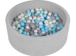 Selonis 90X30Cm/200 Palline ∅ 6Cm Piscina Secca Rotonda Con Palline Certificata Eu, Grigio Chiaro: Perla/Grigio/Trasparente/Azzurro/Menta
