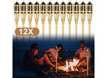 Tolletour 12X Torce Da Giardino Set Lampade Torcia Olio Stoppino 90Cm Torce Di Bambù Olio Per Lampada All'aperto Olio Per Torcia Fiamme Fuoco Festa Decorazione