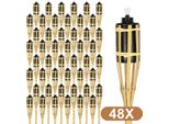 Aopunly 48X Torce Da Giardino Set Lampade Torcia Olio Stoppino 90Cm Torce Olio Di Bambù Per Lampada All'aperto Olio Per Torcia Fiamme Fuoco Festa Decorazione