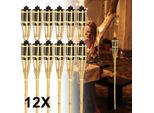 Aopunly 12X Torce Da Giardino Set Lampade Torcia Olio Stoppino 90Cm Torce Olio Di Bambù Per Lampada All'aperto Olio Per Torcia Fiamme Fuoco Festa Decorazione