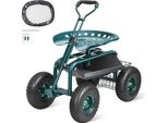 Carrello Da Officina Rotante In Acciaio Con Capacità Di Carico Fino A 136 Kg Carrello Da Giardino Con Manico Da 25 Cm E Sedile Regolabile In Altezza Da 45 A 54 Cm Carrello Rotante Pressione Pneumatici 30 Psi Sedile Da Lavoro Sedile Da Giardino Verde