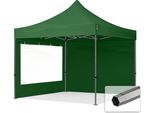 Toolport 3X3M Gazebo Pieghevole Con Laterali (Finestre Panoramiche), Premium Acciaio, Verde Scuro
