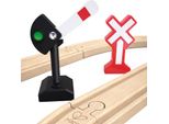 Set Ferroviario In Legno Hape - Accessori Ferroviari Meccanici 14 Pezzi