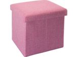 Intirilife Sgabello Pieghevole 30X30X30 Cm In KirschblÜTen Rosa - Cubo Di Seduta Con Vano Portaoggetti E Coperchio In Tessuto Effetto Lino - Cubo Di Seduta Poggiapiedi Cassetto Portaoggetti Panchina
