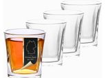 Intirilife 4X Bicchiere Da Whisky In Crystal Clear 'Vintage' - Bicchiere Di Cristallo Da Whisky Vecchio Stile Senza Piombo Dal Design Scultoreo Lavabile In Lavastoviglie Perfetto Per Scotch, Bourbon, Whisky E Molto Altro.