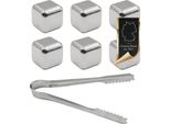 Intirilife Pietre Per Whisky In Argento - 6 Pezzi Cubetti Di Ghiaccio Riutilizzabili In Acciaio Inossidabile Con Scatola Di Conservazione Perfetti Per Il Whisky - Pietre Di Raffreddamento Cubetti Di Raffreddamento Pietre Per Whisky