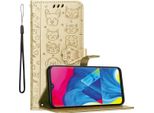 Custodia Cadorabo Per Samsung Galaxy A10 / M10 Cover Protettiva In Oro Custodia Per Cellulare Cover Etui Case Libretto Cani Gatti