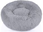 Intirilife, Morbido Letto Per Animali Domestici In Peluche Grigio Chiaro Diametro 60 Cm - Morbido Cuscino Rotondo Antiscivolo Per Cani E Gatti, Comodo Divano Per Cani E Gatti