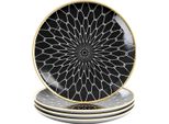 Intirilife 4X Piatto In Porcellana Pattern Connected - Nero Bianco - Diametro 15,3 Cm - Piatto Da Colazione Piatto Da Dessert Piatto Da Portata Per Insalata Frutta Pasta Dessert Piatti Principali E Snack