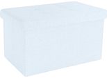 Intirilife Panca Pieghevole 49X30X30 Cm In Bianco Neve - Cubo Di Seduta Con Vano Portaoggetti E Coperchio In Tessuto Con Incavi - Cubo Di Seduta Poggiapiedi Scatola Portaoggetti Cassapanca Sgabello Sedile