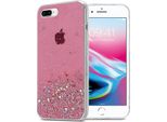 Custodia Cadorabo Per Apple Iphone 7 Plus / 7S Plus / 8 Plus Custodia Protettiva In Rosa Custodia Per Telefono Cellulare Custodia Tpu Custodia Cover Glitterata