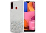 Custodia Cadorabo Per Samsung Galaxy A20S Cover Protettiva In Tpu Trasparente Custodia Per Telefono Cellulare Custodia Glitter Cover Glitter