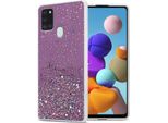 Cadorabo Custodia Per Samsung Galaxy A21S Cover Protettiva In Viola Custodia Del Telefono Cellulare Tpu Custodia Glitter Cover Glitter