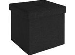 Intirilife Sgabello Pieghevole 38X38X38 Cm In Piano Black - Cubo Di Seduta Con Vano Portaoggetti E Coperchio In Tessuto Con Incavi - Cubo Di Seduta Poggiapiedi Scatola Portaoggetti Sgabello A Forma Di Cassapanca