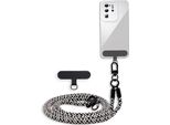 Catena Portacellulare Cadorabo Per Wiko U Feel In Nero - Bianco - Custodia Per Cellulare Con Cordino Regolabile Da Appendere Al Collo