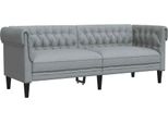 Divano Chesterfield 3 Posti In Tessuto Grigio Chiaro