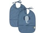 Bavaglino Trixie Baby 2-Pack Impermeabile Mrs Elephant - Lavabile E Blu