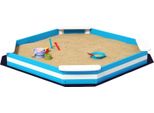 Fortuna Lai Sabbiera Per Bambini, Sabbiera Con 4 Sedili, Legno Di Abete Rosso, Senza Fondo, Blu