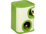 Fortuna Lai Tiragraffi, 52 Cm, Cuccia Per Gatti Con Peluche, Superficie Per Graffiare, Giocattoli, Verde/Bianco Crema