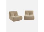 Sweeek - Set Di 2 Poltrone Con Rivestimento Effetto Alpaca - Beige