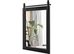 Costway Specchio Rettangolare Con Cornice In Legno, 76,5X56 Cm, Specchio Da Parete Rustico, Specchio Infrangibile Da Appendere Con Supporto In Metallo, Per Corridoio, Nero