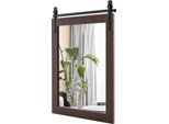 Costway Specchio Rettangolare Con Cornice In Legno, 76,5X56 Cm, Specchio Da Parete Rustico, Specchio Infrangibile Da Appendere Con Staffa In Metallo, Per Corridoio, Marrone Scuro