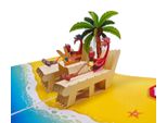 Biglietto Pop-Up 3D "Fenicotteri Sulla Spiaggia"" - Fatto A Mano, Biglietto Di Auguri Con Busta - Estate, Vacanze, Compleanno, Invito Breve Descrizione"