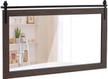 Costway Specchio Rettangolare Con Cornice In Legno, 100 X 66 Cm, Specchio Da Parete Rustico, Specchio Infrangibile Da Appendere Con Staffa In Metallo, Per Corridoio, Marrone Scuro