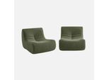 Sweeek - Set Di 2 Poltrone Con Rivestimento Effetto Alpaca - Cachi