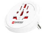Skross 39769 Adattatore Da Mondo A Europa, Bianco - Adatto A Tutti I Dispositivi Con E Senza Messa A Terra (A 2 E 3 Poli)