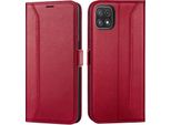 Custodia Per Cellulare Per Samsung Galaxy A22 5G Cover Flip Case Pieghevole Cover Protettiva, Rosso
