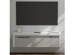 Doporro Mobile Porta Tv Sospeso 160 Cm Calcestruzzo Bianco, Mensola Tv Da Parete Con Vano A Giorno E Ante A Ribalta Per Soggiorno Salotto, Design Salvaspazio Fernsehschrank01