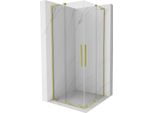 Mexen Velar L Duo Cabina Doccia Scorrevole 80 X 80 Cm, Trasparente, Oro Spazzolato - 871-080-080-02-03-55