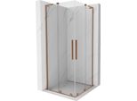 Mexen Velar L Duo Cabina Doccia Scorrevole 90 X 90 Cm, Trasparente, Rame Spazzolato - 871-090-090-02-03-65