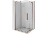 Mexen Velar L Duo Cabina Doccia Scorrevole 100 X 90 Cm, Trasparente, Rame Spazzolato - 871-100-090-02-03-65