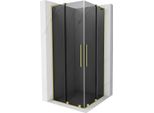 Mexen Velar L Duo Cabina Doccia Scorrevole 90 X 90 Cm, Grafite, Oro Spazzolato - 871-090-090-02-43-55