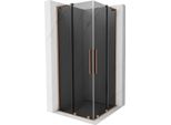 Mexen Velar L Duo Cabina Doccia Scorrevole 80 X 80 Cm, Grafite, Rame Spazzolato - 871-080-080-02-43-65