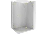 Mexen Lunar Cabina Doccia Semicircolare A Battente Destra 90 X 70 Cm, Trasparente, Oro Spazzolato - 833-090P-070L-55-00